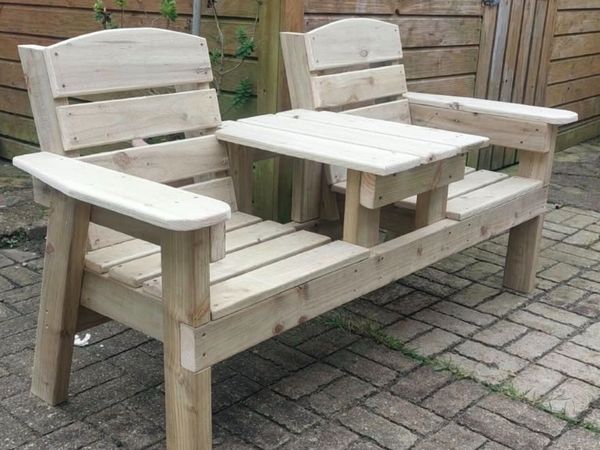 Handmade wooden Jack & Jill bench 5.5ft - Main image