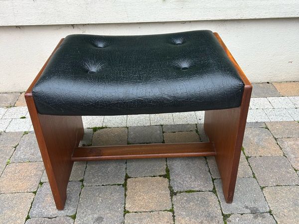 Mid century teak footstool retro vintage - Main image