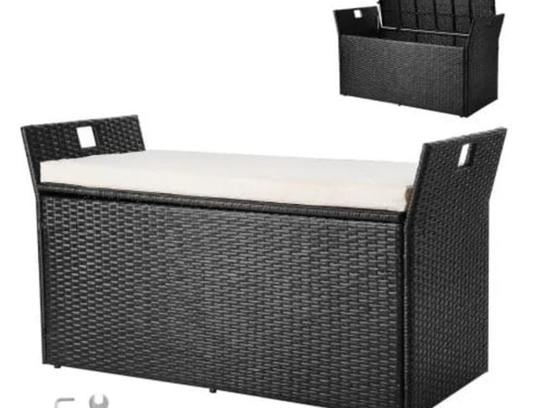 Outdoor Storage Bench, 2-Person PE Rattan Storage - Main image