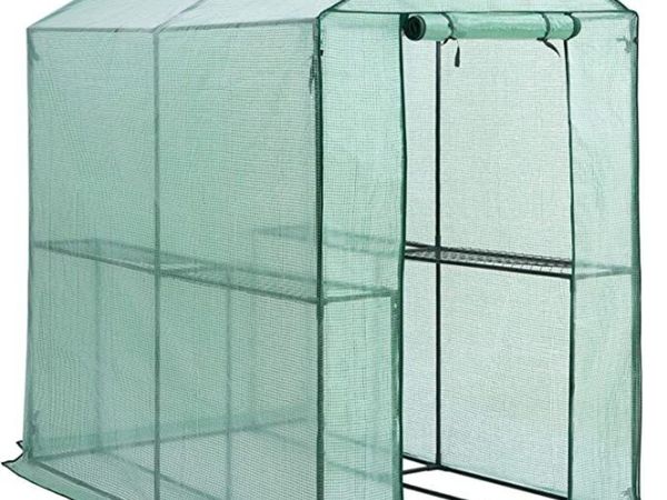 Walk-In Foil Greenhouse 4 Shelves 143x73x195cm - Main image