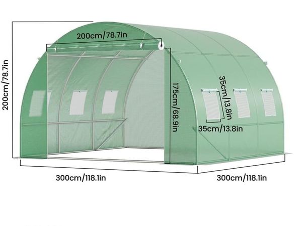 Outdoor Polytunnel Greenhouse 3x3x2m 9m² - Main image