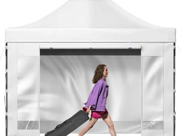 Gazebo Pop-Up Garden Tent 3x3m White Sidewalls - Main image