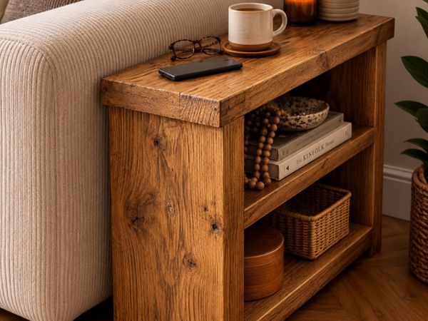 Rustic Pine Chunky Sofa Side/End Table - Main image