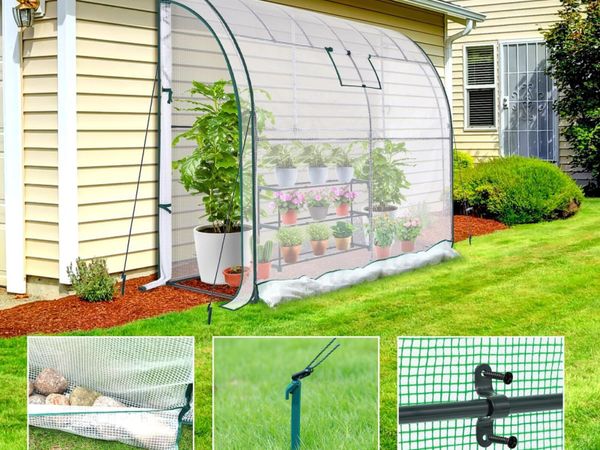 White Walk-In Greenhouse with Mesh Windows - Main image