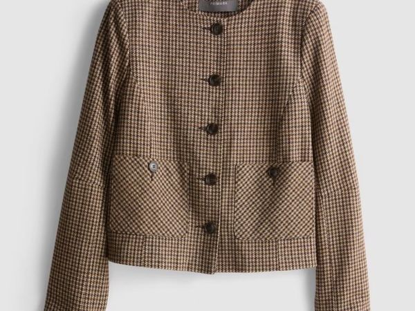 NEW Brown Houndstooth Patch Pocket Short Cropped J - Main image
