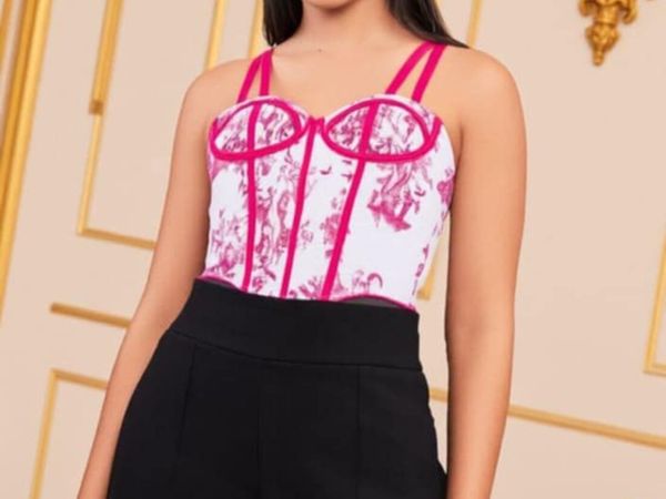 Vintage Pink Floral Corset Top - Main image