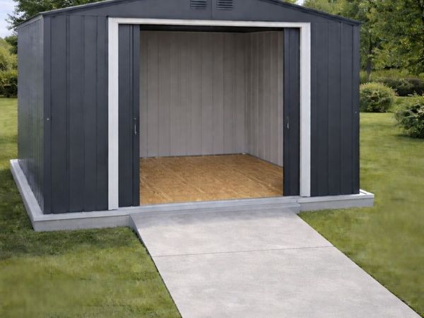 🏡 10x12 ECO STEEL GARDEN SHED – ANTHRACITE GREY - Main image