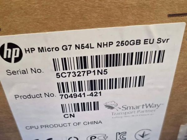 HP ProLiant MicroServer G7 N54L 704941-421 250GB Boxed Unused NAS Home Server - Main image