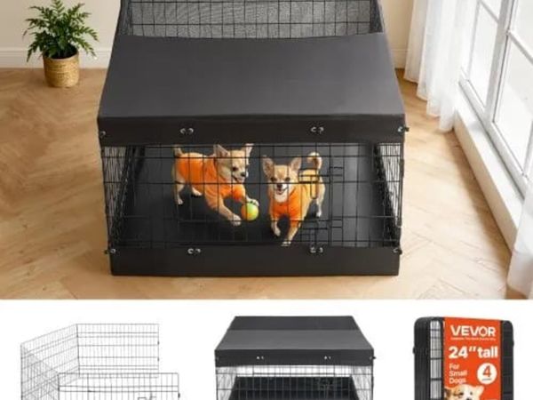 Dog Playpen 61 cm 4 Panels Exercise Pen with Top C - Main image
