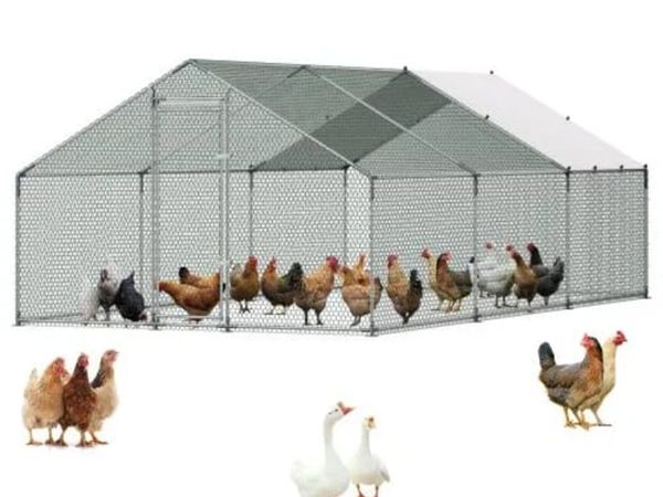 Large Metal Chicken Coop 3 x 5.95 x 2 m Walk-in Ch - Main image