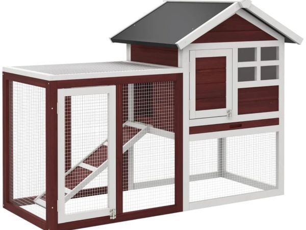 2 Tiers Rabbit Hutch and Run Wooden Guinea Pig Hut - Main image