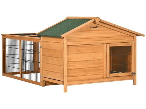 Wooden Rabbit Hutch Outdoor, Guinea Pig Hutch, Det - Main image
