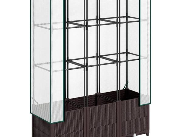Raised Garden Bed with Trellis, Plastic Planter Bo - Main image
