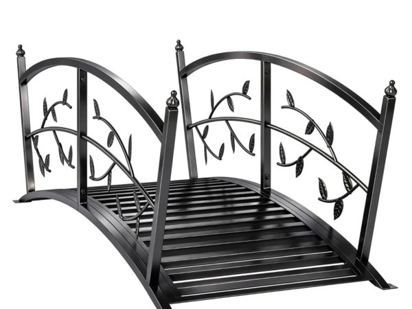 1.2M Metal Garden Bridge with Safety Railings, Out - Main image