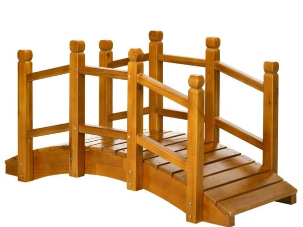 Wooden Garden Bridge - With Safety Railings, Arc F - Main image