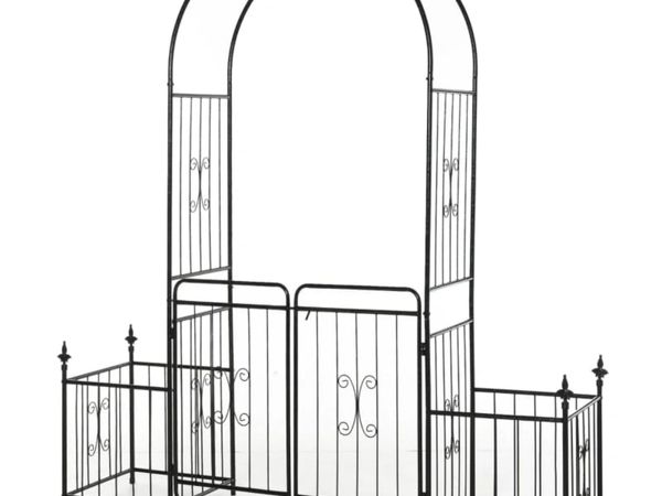 Metal Garden Arbor Arch with Double Doors, 2 Side - Main image