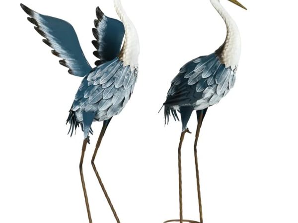 Heron Garden Statues, Standing Garden Ornament, Me - Main image