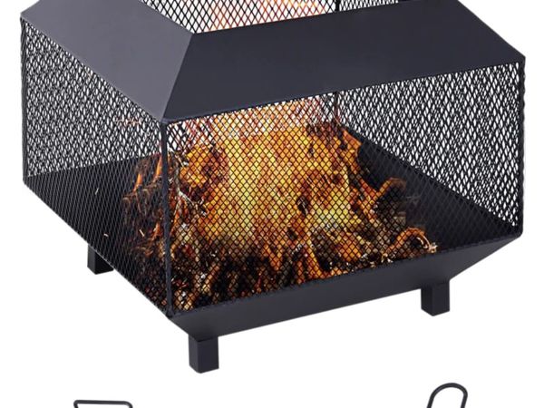 Square Mesh Fire Pit, Outdoor Metal Firepit Brazie - Main image