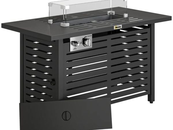Propane Gas Fire Pit Table, Outdoor Firepit with 4 - Main image