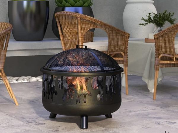 Steel Fire Pit BBQ, with Poker - Black

Features: - Main image