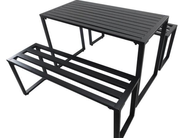 3 Pieces Picnic Bench Set with Table and 2 Benches - Main image