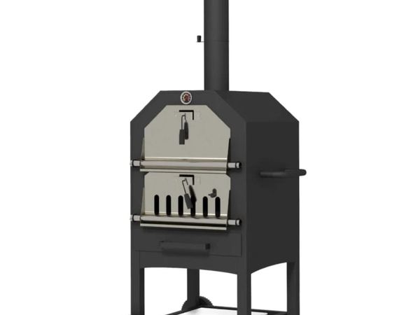 Steel 3-Tier Outdoor Pizza Oven Charcoal BBQ Grill - Main image
