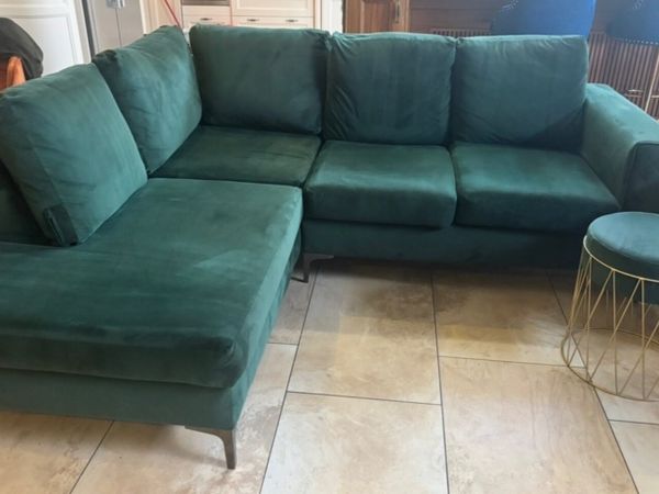 Dark Green corner sofa 2 years old. - Main image