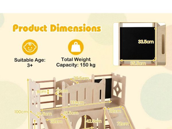 Indoor Wooden Climbing Playground with Slide - Main image