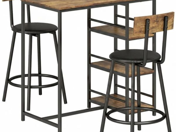 Space Saving Bar Table and PU Leather Stools for 2 - Main image