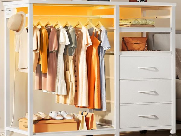 Chest of Drawers with LED Charger Fabric Open - Main image