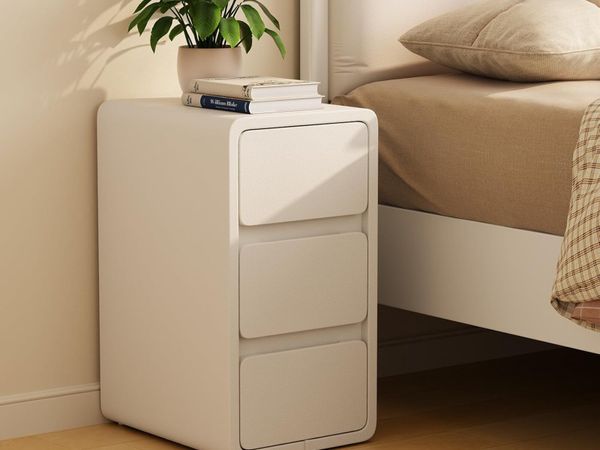 Small Bedside Table Slim with 3 Drawers Assembled - Main image
