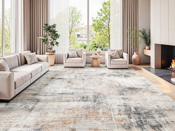 Washable Rug for Living Room Non-Slip Abstract - Main image