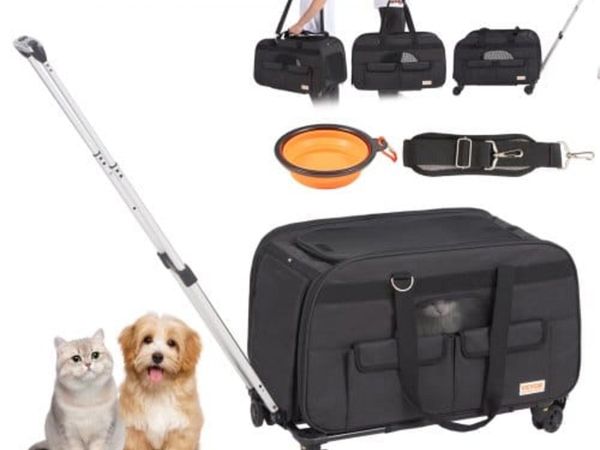 Cat Carrier with Wheels, Rolling Pet Carrier with - Main image