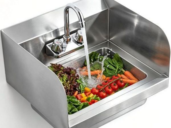 Commercial Hand Sink with Faucet and Side Splash - Main image