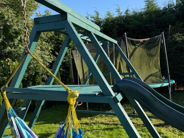 Wooden Climbing Frame, Swings & Slide - Main image