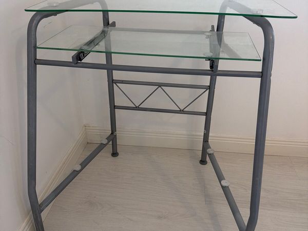 Glass Computer Desk with Two Shelves – €50 ONO - Main image