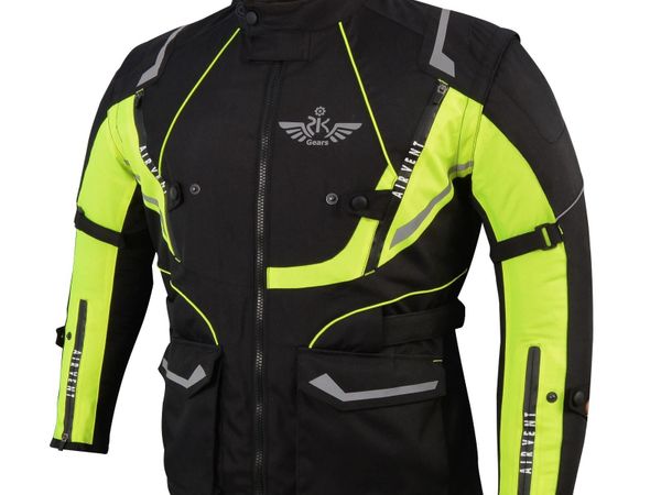 Black & Neon Yellow Cordura Motorcycle Jacket - Main image