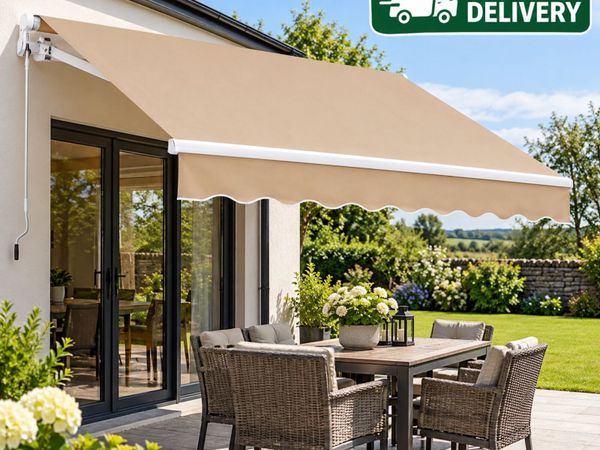 Manual Retractable Awning, 10 x 8 ft Outdoor Patio - Main image