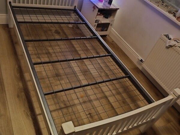 Two Matching Wooden Single Beds: Pine and White - Main image