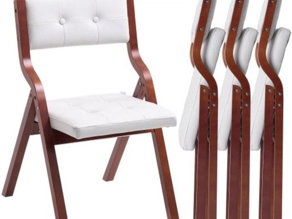 Wooden Folding Chairs with Cushion, Set of 4, Port - Main image