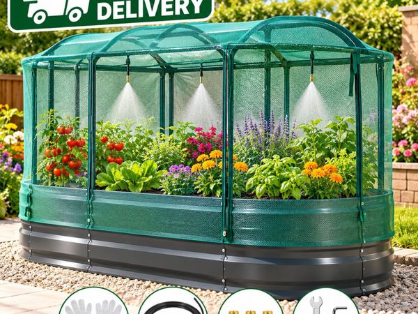 6ft Galvanised Raised Garden Bed with Mesh Cover - Main image