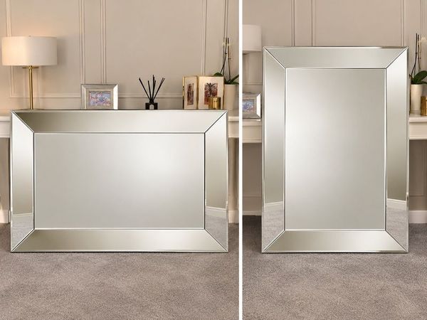 Large contemporary bevelled glass mirror - Main image