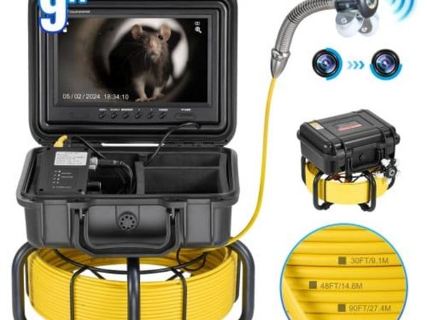 Sewer Camera, 98 ft/30m, Self-Leveling Drain Inspe - Main image