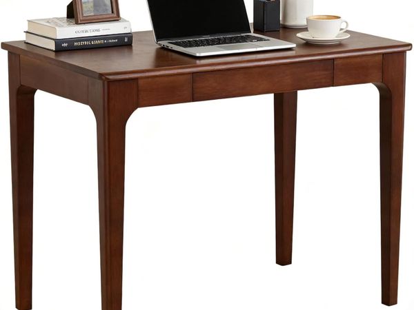 Small Desk with Drawers Solid Wood Computer - Main image