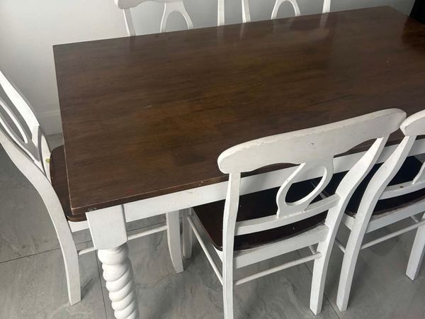 Table dark oak 160cm with 5 chairs - Main image