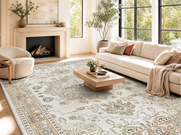 Vintage Taupe Rugs Bedroom 240x300 Washable Stain - Main image