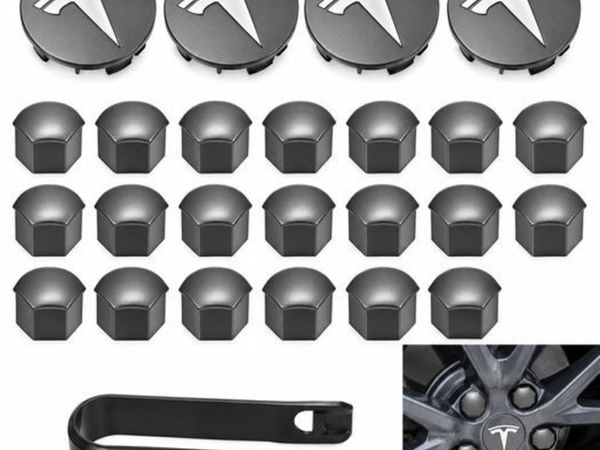 Tesla centre caps + nut covers (FREE POST) - Main image