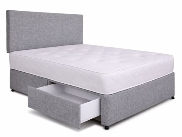 Divan Tweed Base & Headboard 2 Storage Drawers - Main image