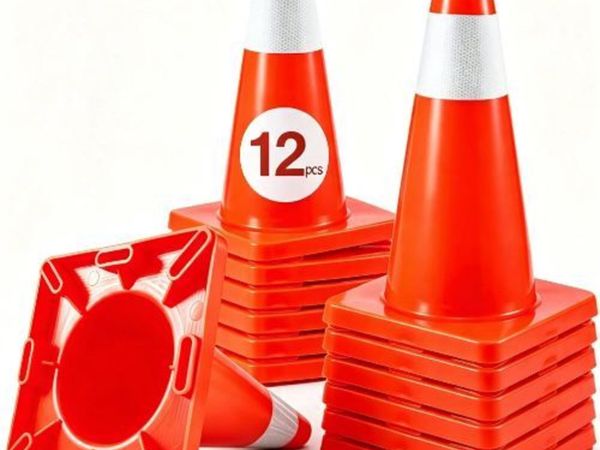 12Pack 18" Traffic Cones, Safety Road - Main image
