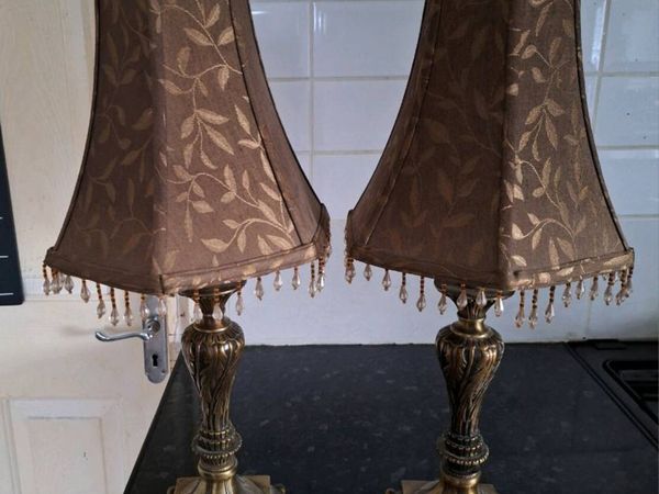 Beautiful pair of vintage metal table lamps - Main image